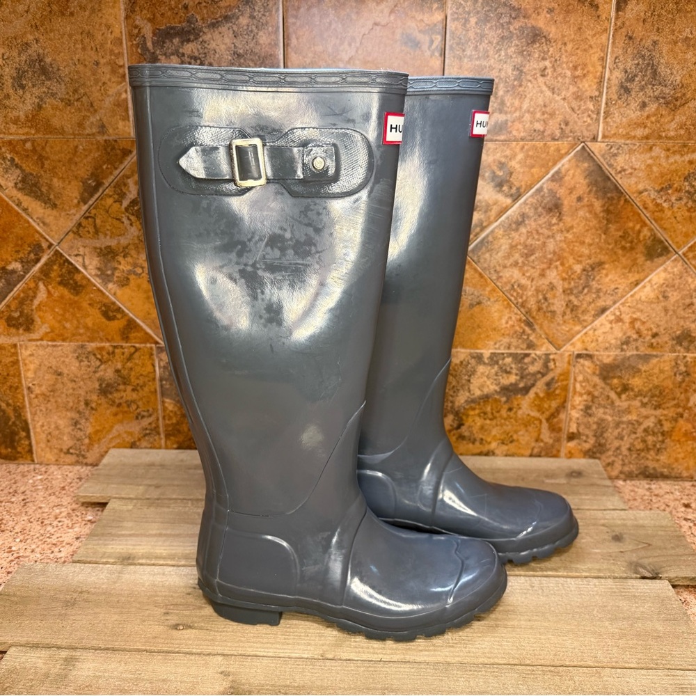 Hunter Tall Gray Rain Boots - Picture 3 of 6